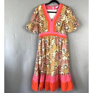 Voy Avara Dress Womens Small Multicolor Puff Sleeve Tiered Boho Festival NEW